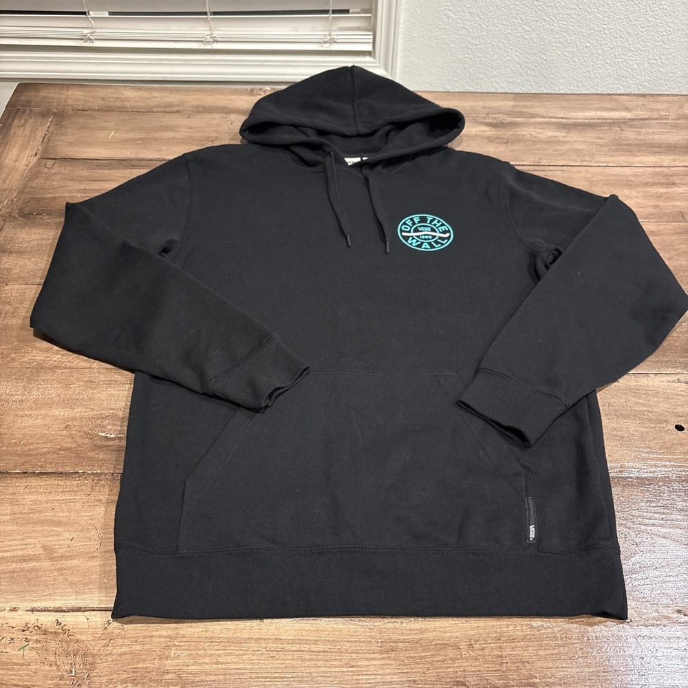 Vans Hoodie Sweatshirt Mens Medium Black Off The Wall Logo Pullover